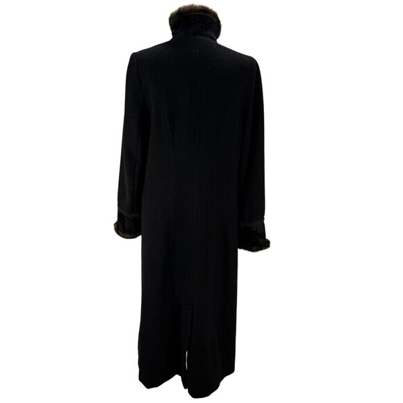Vintage Novelti Wool Blend Coat with Faux Fur Trim Black - Picture 6 of 8